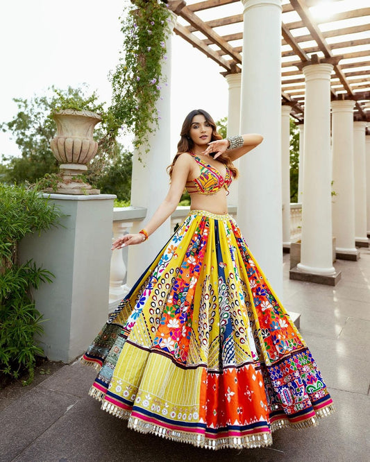 Soft Butter Silk Chaniya Choli | Fancy Digital with Real Mirror Work for Traditional Wear